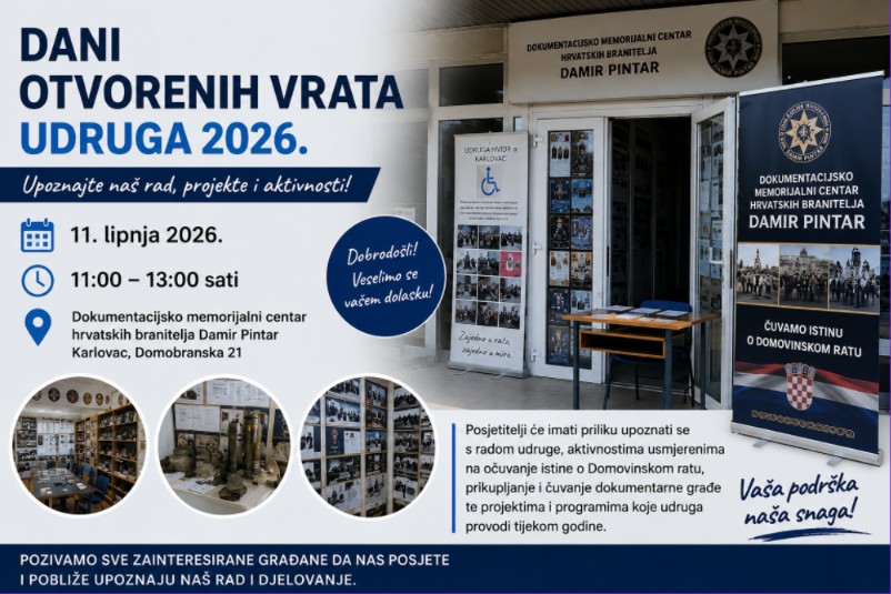 Dokumentacijsko memorijalni centar hrvatskih branitelja Damir Pintar sudjelovao u Danima otvorenih vrata udruga 2026. Dokumentacijsko memorijalni centar hrvatskih branitelja Damir Pintar sudjelovao u Danima otvorenih vrata udruga 2026.